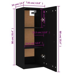 Hängeschrank Schwarz 35x34x90 cm Holzwerkstoff