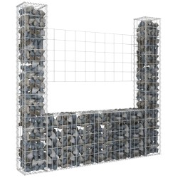 Gabionenkorb U-Form mit 2 Säulen Eisen 140x20x150 cm