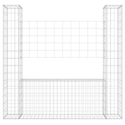 Gabionenkorb U-Form mit 2 Säulen Eisen 140x20x150 cm