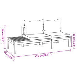 4-tlg. Garten-Lounge-Set mit Dunkelgrauen Kissen Akazienholz