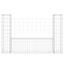 Gabionenkorb U-Form mit 2 Säulen Eisen 140x20x100 cm