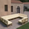 12-tlg. Garten-Lounge-Set mit Kissen Honigbraun Massivholz