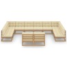 12-tlg. Garten-Lounge-Set mit Kissen Honigbraun Massivholz