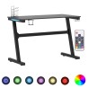 Gaming-Schreibtisch mit LED und Z-Gestell Schwarz 110x60x75 cm