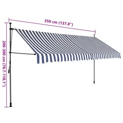 Einziehbare Markise Handbetrieben mit LED 350 cm Blau und Weiß