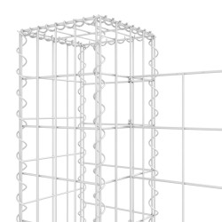 Gabionenkorb U-Form mit 4 Säulen Eisen 380x20x100 cm