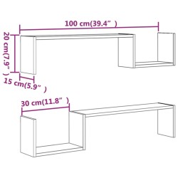 Wandregale 2 Stk. Grau Sonoma 100x15x20 cm Holzwerkstoff