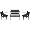 4-tlg. Garten-Lounge-Set Textilene Schwarz