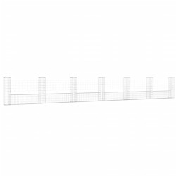 Gabionenkorb U-Form mit 7 Säulen Eisen 740x20x100 cm