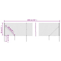 Maschendrahtzaun mit Bodenhülsen Grün 0,8x10 m