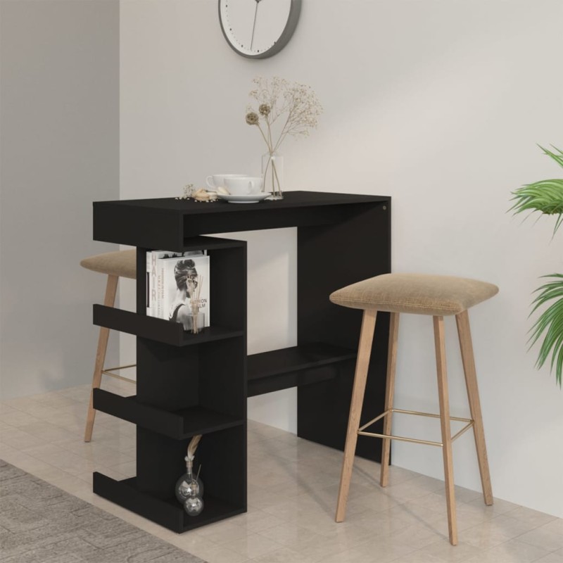 Bartisch mit Regal Schwarz 100x50x101,5 cm Holzwerkstoff