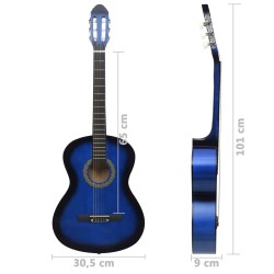 Klassikgitarre für Anfänger Blau 4/4 39" Lindenholz