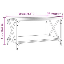 Couchtisch Braun Eichen-Optik 80x50x45 cm Holzwerkstoff Eisen