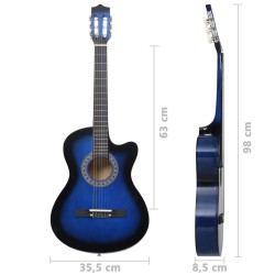 Westerngitarre Cutaway mit 6 Saiten Blau-Schattiert 38"