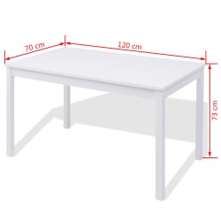 Siebenteiliges Esstisch-Set Pinienholz Weiß