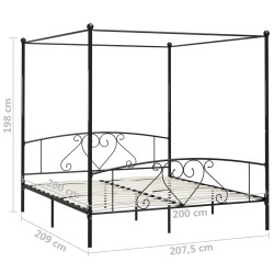 Himmelbett-Gestell Schwarz Metall 200 x 200 cm