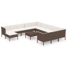 13-tlg. Garten-Lounge-Set mit Auflagen Poly Rattan Braun