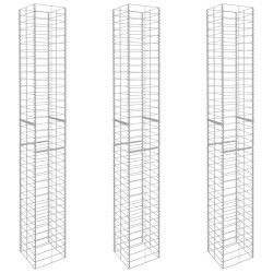Gabionenkörbe 3 Stk. Verzinkter Stahl 25 x 25 x 197 cm