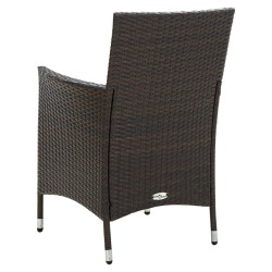 3-tlg. Garten-Essgruppe Poly Rattan Braun