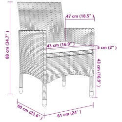 5-tlg. Garten-Essgruppe mit Kissen Poly Rattan Grau