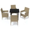 5-tlg. Garten-Essgruppe mit Kissen Poly Rattan Beige