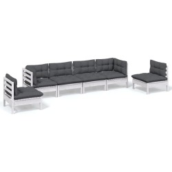 6-tlg. Garten-Lounge-Set mit Kissen Kiefer Massivholz