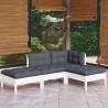 4-tlg. Garten-Lounge-Set mit Kissen Kiefer Massivholz