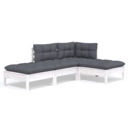 4-tlg. Garten-Lounge-Set mit Kissen Kiefer Massivholz