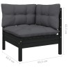 8-tlg. Garten-Lounge-Set mit Kissen Schwarz Kiefer Massivholz