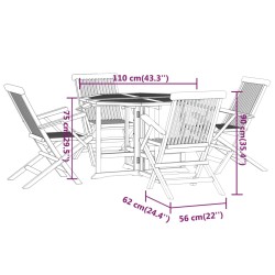 5-tlg. Garten-Essgruppe Klappbar Massivholz Teak