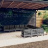 11-tlg. Garten-Lounge-Set mit Kissen Grau Kiefernholz