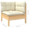 11-tlg. Garten-Lounge-Set mit Creme Kissen Massivholz Kiefer