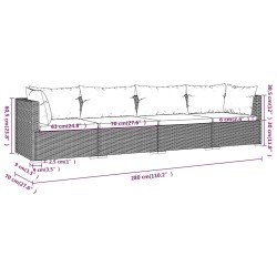 4-tlg. Garten-Lounge-Set mit Auflagen Poly Rattan Braun