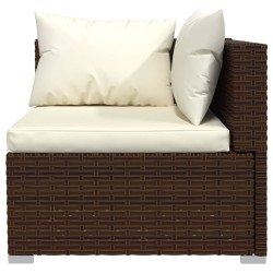 6-tlg. Garten-Lounge-Set mit Kissen Poly Rattan Braun