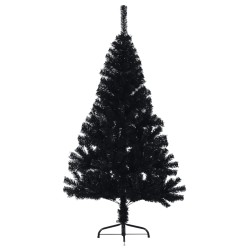 Künstlicher Halb-Weihnachtsbaum mit Ständer Schwarz 150 cm PVC