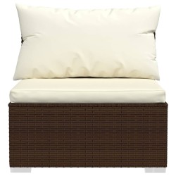 5-tlg. Garten-Lounge-Set mit Kissen Poly Rattan Braun