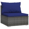 5-tlg. Garten-Lounge-Set mit Kissen Poly Rattan Grau