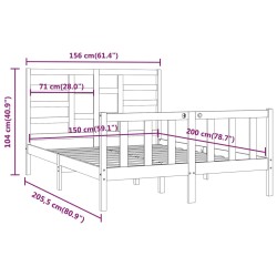 Massivholzbett Grau 150x200 cm