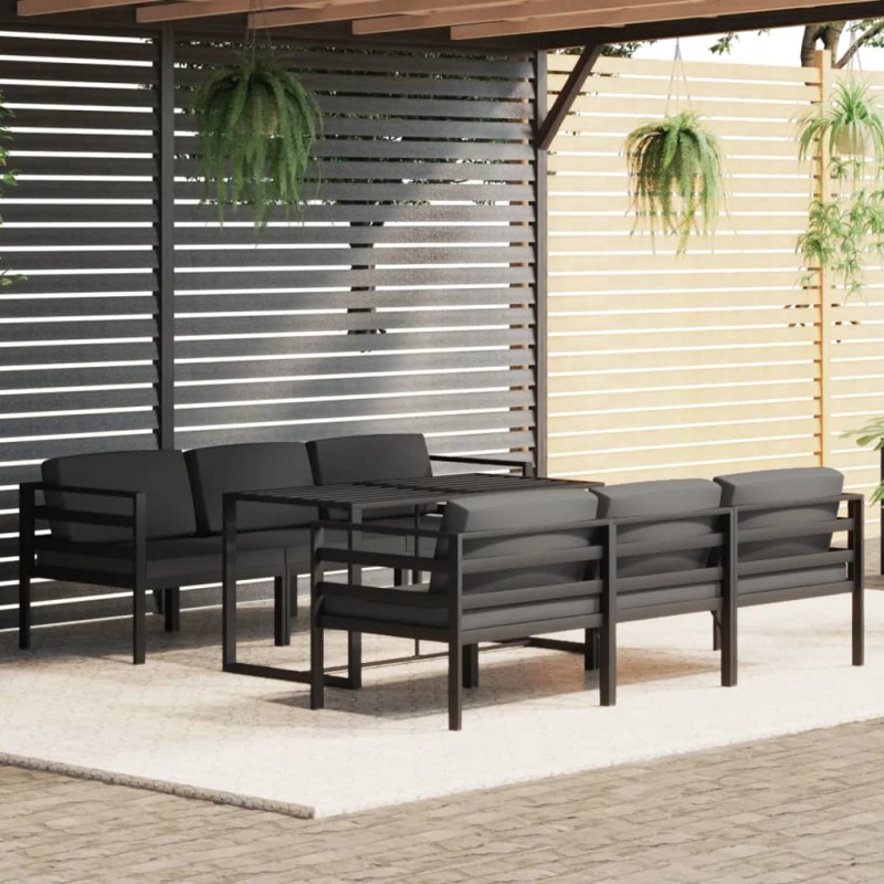 7-tlg. Garten-Lounge-Set mit Kissen Aluminium Anthrazit