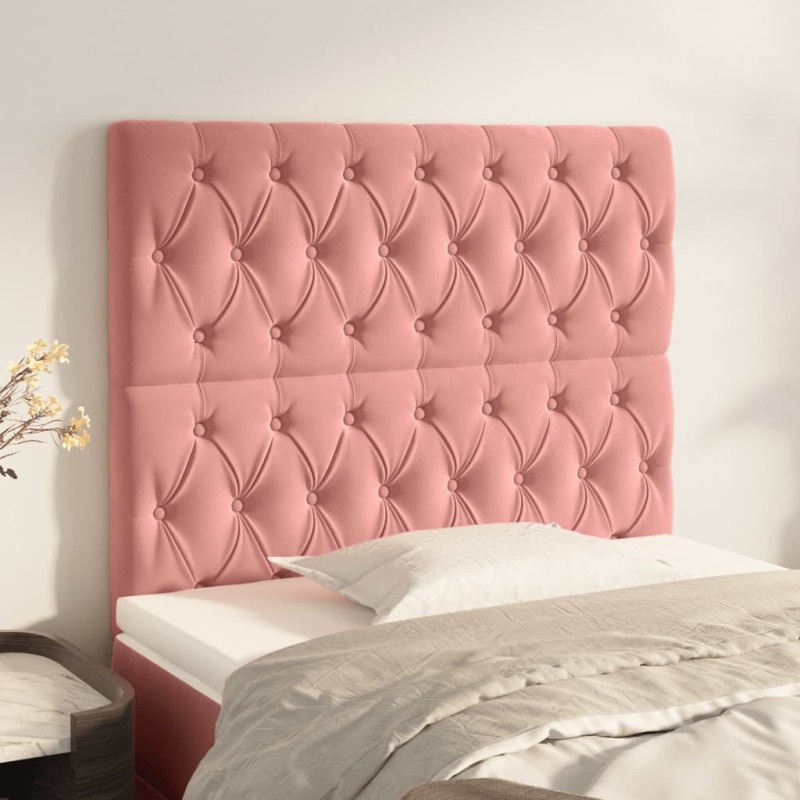 Kopfteile 2 Stk. Rosa 90x7x78/88 cm Samt