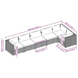 6-tlg. Garten-Lounge-Set mit Kissen Poly Rattan Braun