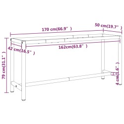 Werkbankgestell Mattschwarz und Mattrot 170x50x79 cm Metall