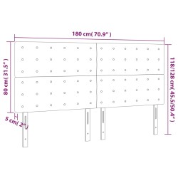 LED Kopfteil Dunkelgrau 180x5x118/128 cm Samt