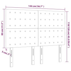 LED Kopfteil Hellgrau 144x5x118/128 cm Samt