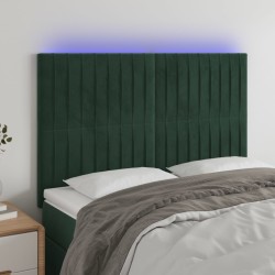 LED Kopfteil Dunkelgrün 144x5x118/128 cm Samt