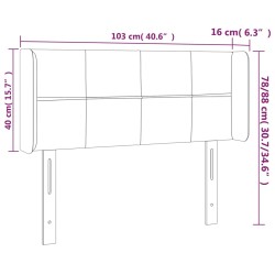 LED Kopfteil Hellgrau 103x16x78/88 cm Samt