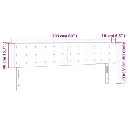 LED Kopfteil Hellgrau 203x16x78/88 cm Samt