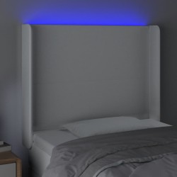 LED Kopfteil Weiß 103x16x118/128 cm Kunstleder