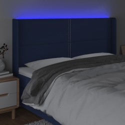 LED Kopfteil Blau 183x16x118/128 cm Stoff