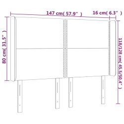 LED Kopfteil Dunkelbraun 147x16x118/128 cm Stoff